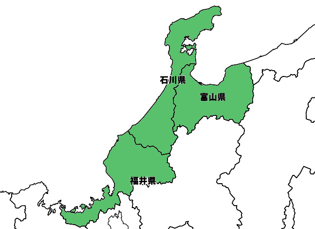 北陸三県の地図